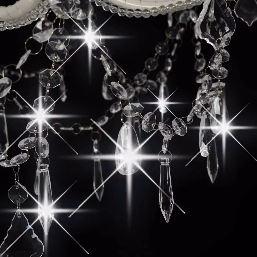 Berkfield Home 2-Layer White Crystal and Metal Suspended Chandelier for 15 x E14 Bulbs – 4