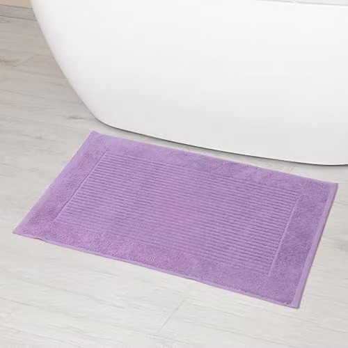 Linens Limited Non Slip Turkish Cotton Bath Mat in Lilac, Super Absorbent and Machine Washable