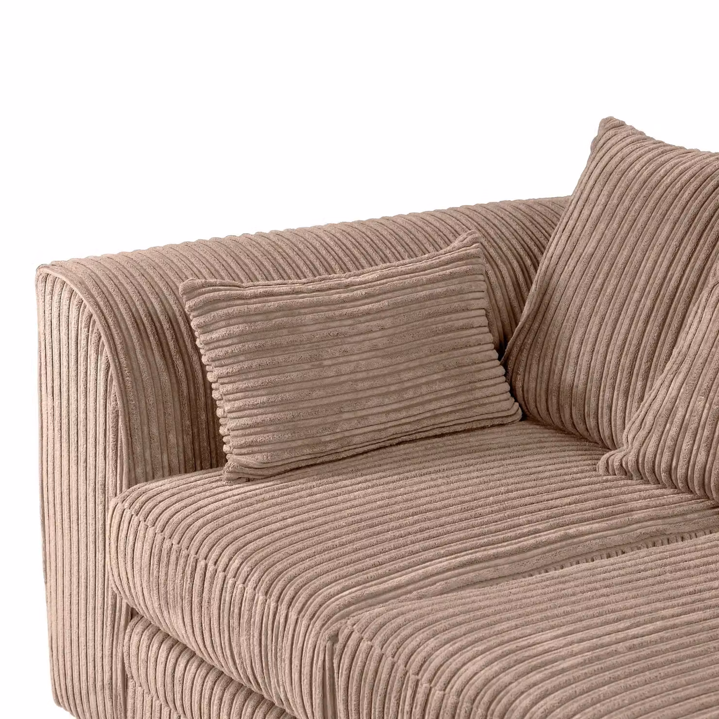 SquareBoxx Lennox Jumbo Cord Corner Sofa with Right Hand Facing Chaise in Light Brown – 3