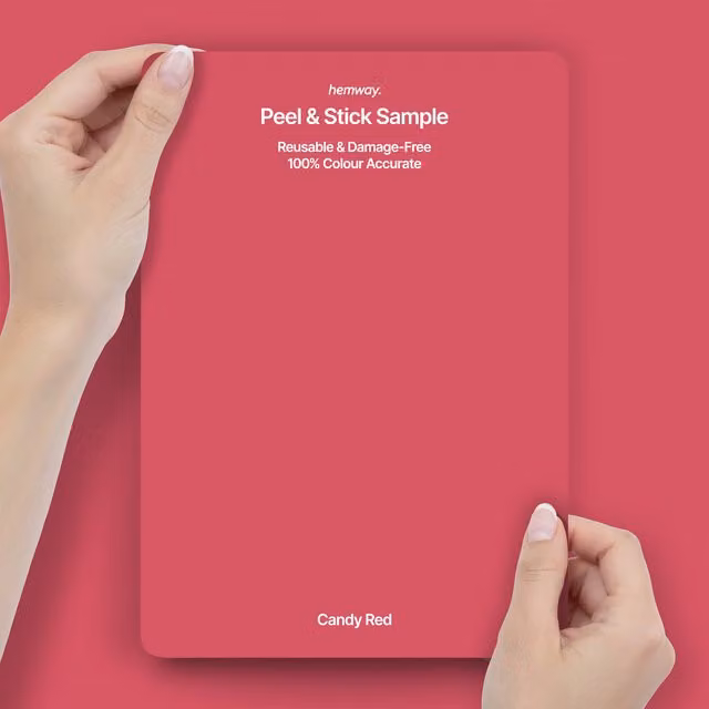 Hemway Interior Paint Sample Swatch in Candy Red (Peel and Stick)