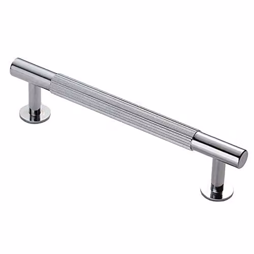 Loops Lined Bar Door Pull Handle in Polished Chrome, W: 15.8 cm, D: 1.3 cm, Centres: 12.8 cm