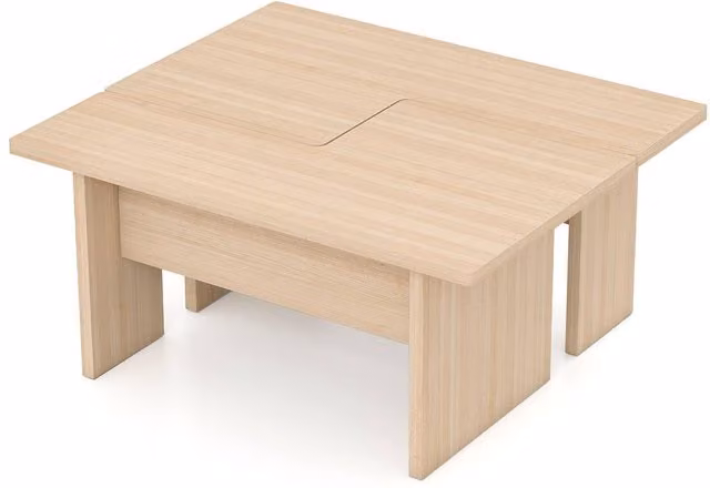 Costway 2-Piece Modular Wooden Coffee Table and Side Table Set in Light Oak