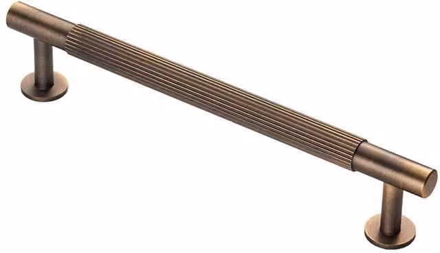 Handle & Home Reeded Bar Cabinet Pulls in Gold Brass, Length: 190 mm