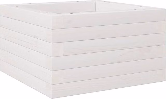 Berkfield Home White Solid Wood Pine Garden Planter Tub W: 40 cm, D: 40 cm, H: 23 cm
