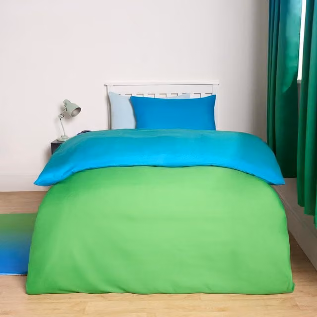 OHS Reversible Modern Ombre Duvet Cover Set for Children, Green, 140 x 200 cm
