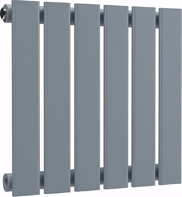 Lux Heat Single Flat Horizontal Steel Radiator in Pebble Grey, W: 40 cm, H: 42 cm