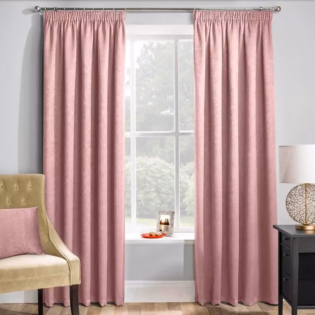 Enhanced Living Matrix Thermal Noise Reducing Dim Out Curtains in Pink, Height: 229 cm