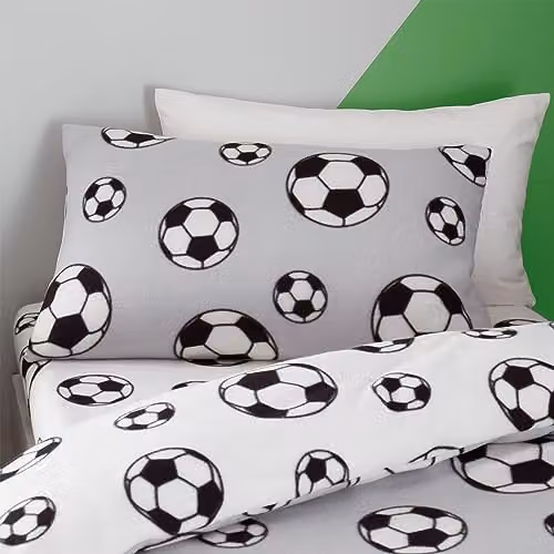 Catherine Lansfield Football Fleece Reversible Junior Duvet Cover and Pillowcase Set, Grey – 2