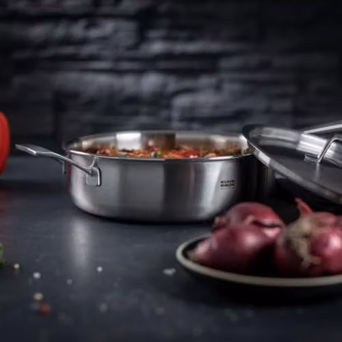 Kuhn Rikon Culinary Fiveply Uncoated Stainless Steel and Aluminium Saute Pan with Lid, Silver, Diameter: 24 cm – 2
