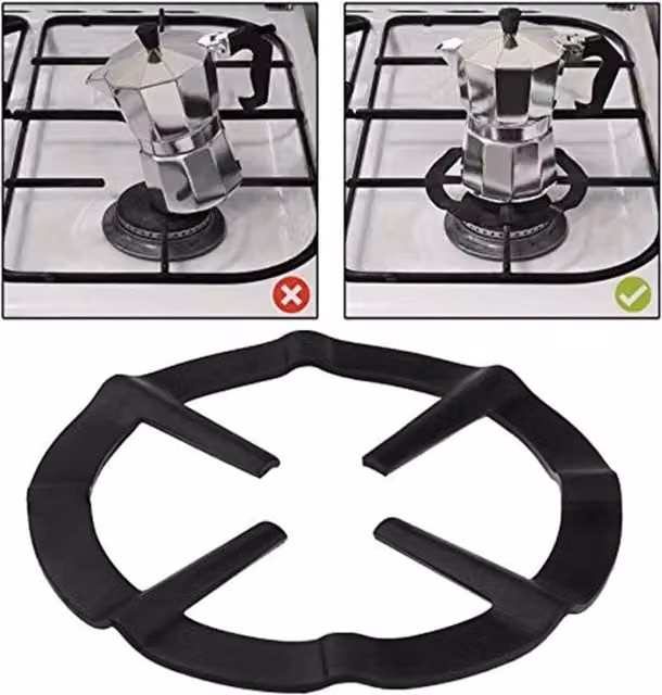 KDMK Black Cast Iron Hob Reducer Ring Stand for Moka Coffee Pots
