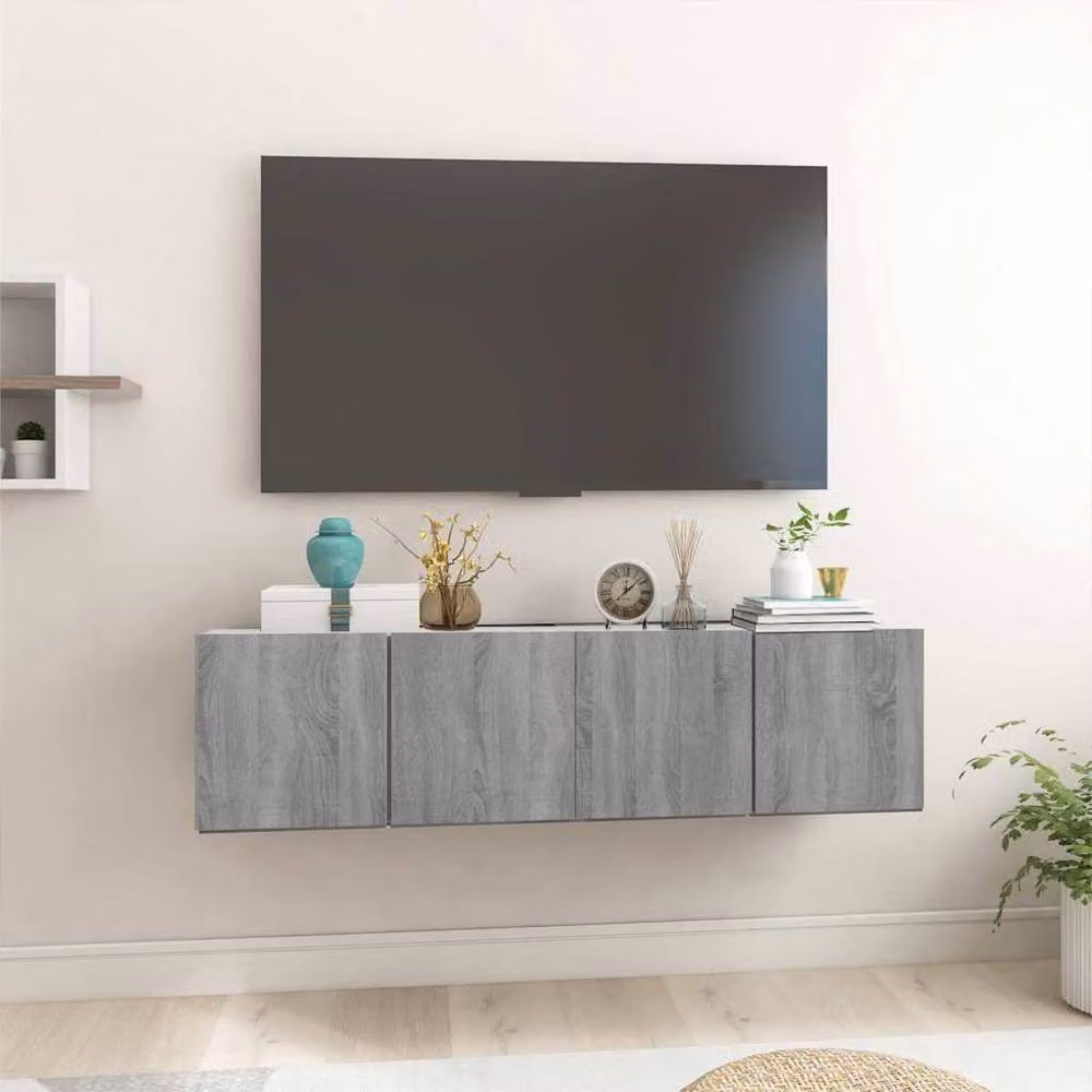 Berkfield Home Grey Sonoma Hanging TV Cabinet, 2 Piece Set, W/D/H: 60 x 30 x 30 cm – 2