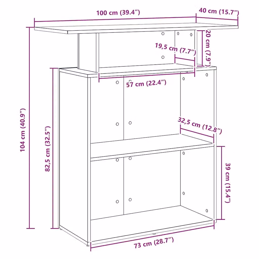 Berkfield Home Black Modern Reception Desk in Engineered Wood W/D/H: 100 x 40 x 104 cm – 6