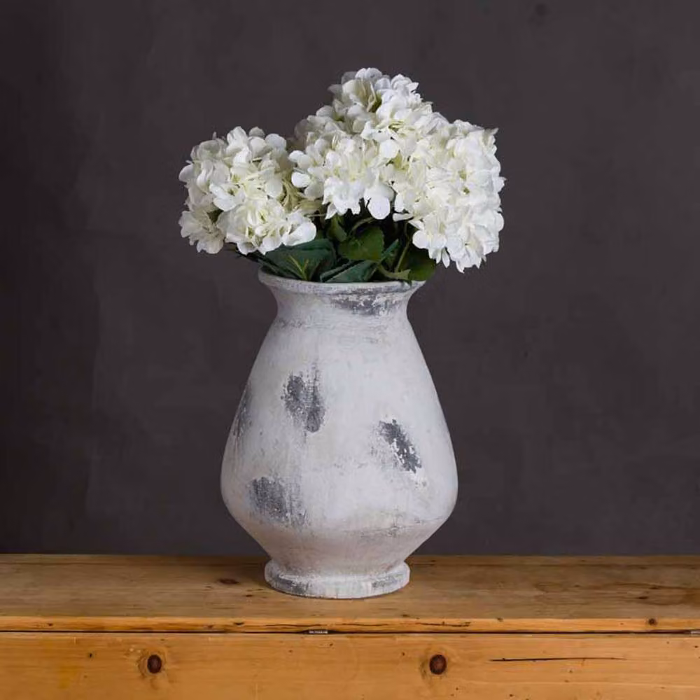 Lemon Pavilion Furniture and Decor Naxos Large Antique White Stone Ceramic Vase, W: 32 cm, D: 32 cm, H: 43 cm – 2