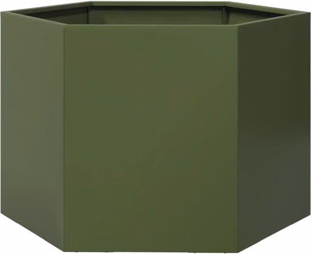 Berkfield Home Hexagon Steel Garden Planter in Olive Green, W: 69 cm, D: 60 cm, H: 45 cm