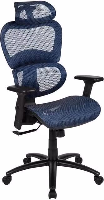 Havendro Blue Fabric Executive Swivel Office Chair with Headrest