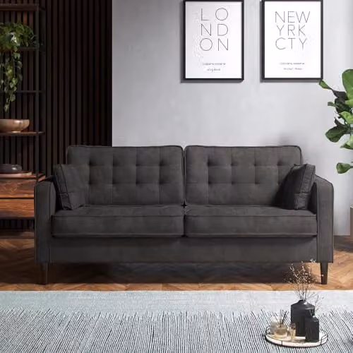 Furnishings For Less UK Eden Toledo Fabric Sofa Suite Set in Grey, 3 Seater and 2 Seater – 2