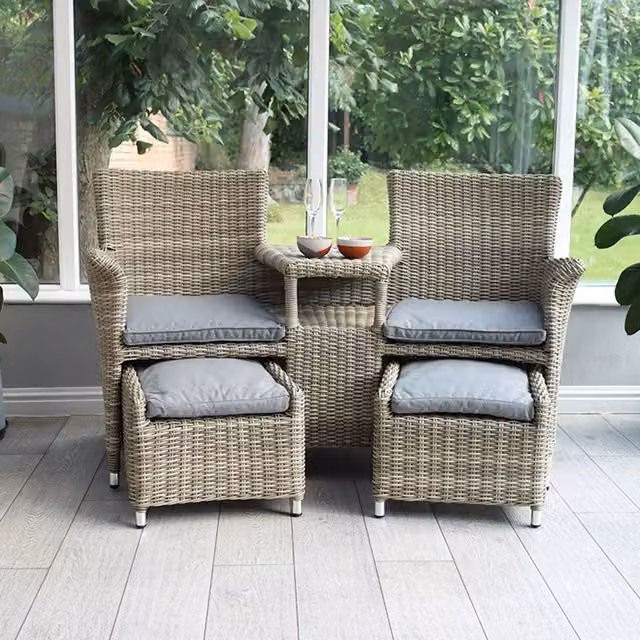 Royalcraft Wentworth Companion Set in Grey Rattan and Metal