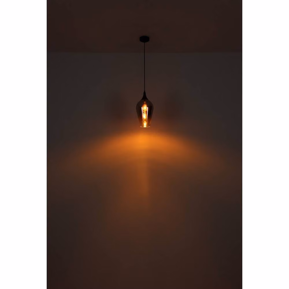 Netlighting Lavus Dome Pendant Light in Black and Chrome with Transparent Glass Shade, Height: 120 cm, Diameter: 18 cm – 3