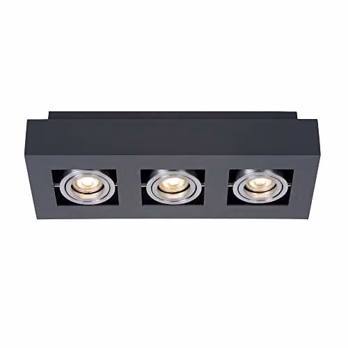 Netlighting Modern Black Aluminium Surface Mounted 3 Light GU10 Downlight – 1