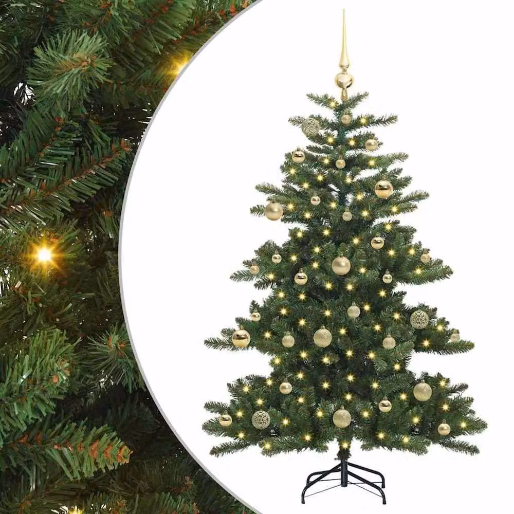 Berkfield Home Artificial Hinged Christmas Tree with 150 LEDs, Green, Height: 150 cm – 2