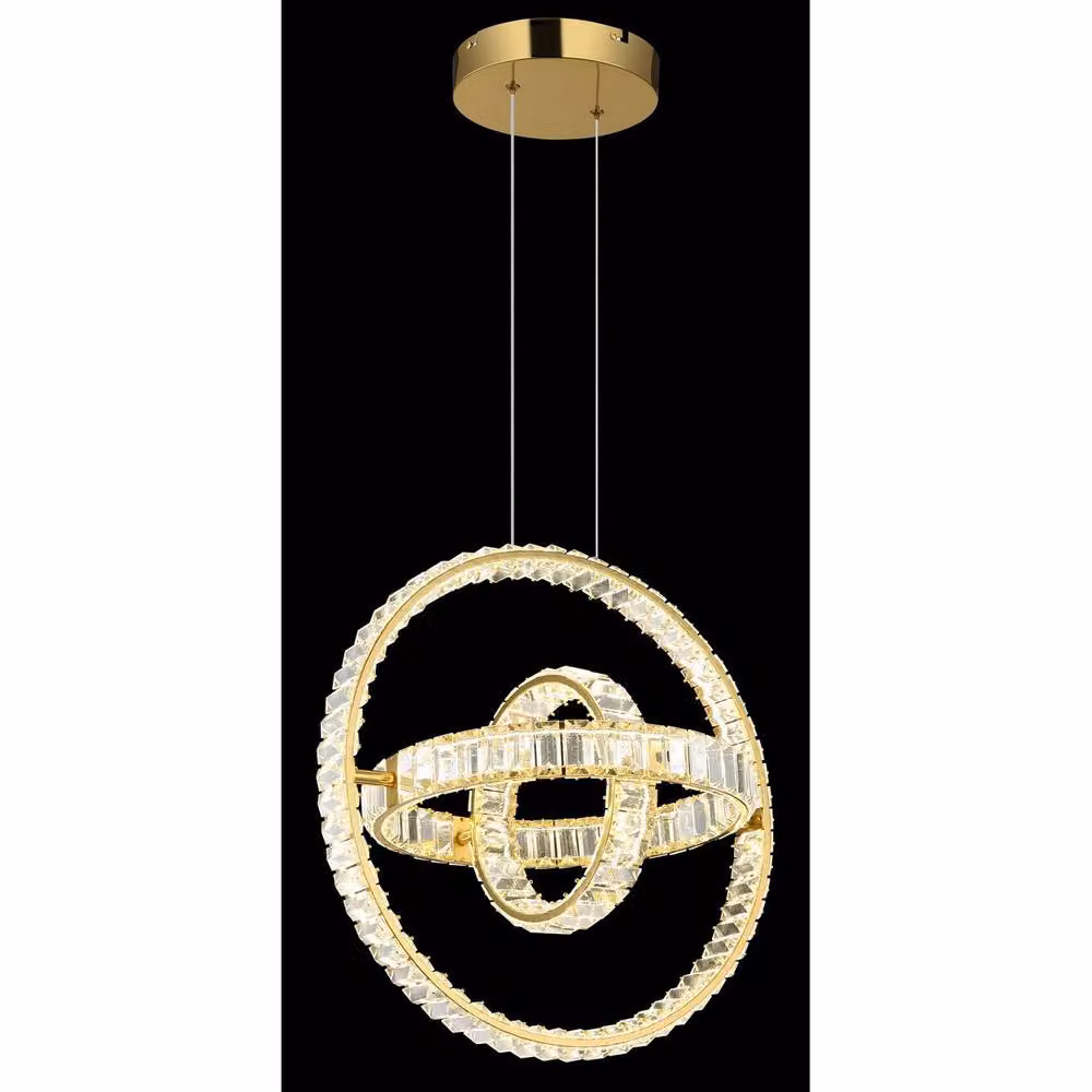 Netlighting Neil Pendant Light in Gold and Transparent Crystal with 3x Dimmable LED Bulbs – 2