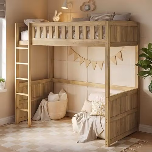 Flair Furnishings Flair Bea Single Solid Wood High Sleeper Bed in Oak, W/D/H: 90 x 190 x 185 cm