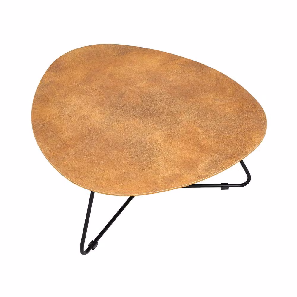 Statement Furniture Bergen Modern Nesting Coffee Table Set in Gold with Irregular Egg Shape Top, W78.5 x D68.5 x H32 cm – 3