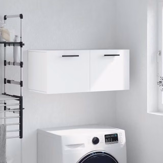 Berkfield Home White Wall Mounted Cabinet W/D/H: 80 x 36.5 x 35 cm