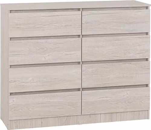 Seconique Malvern 8 Drawer Chest in White and Beige