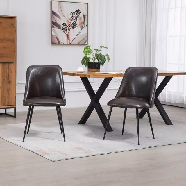Artemis Home Morandi Set of 2 Faux Leather Dining Chairs in Brown