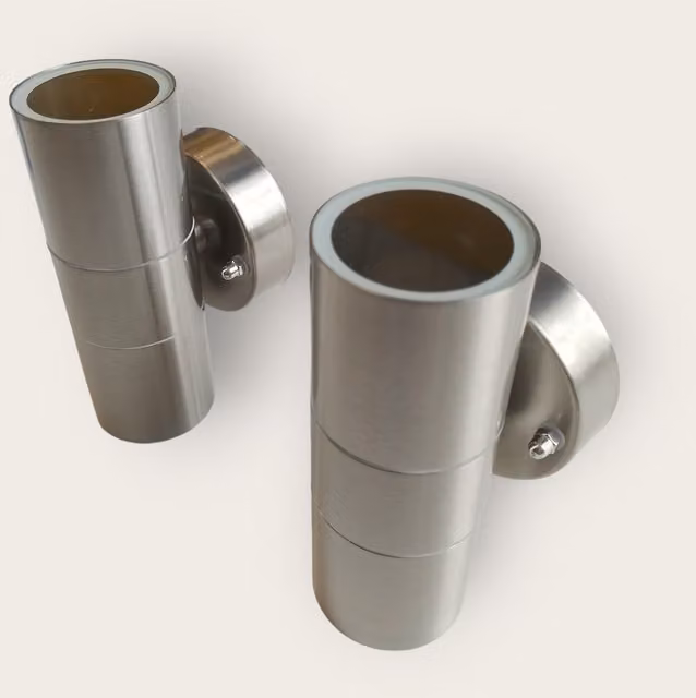 Lighting Legends Set of 2 Silver Stainless Steel LED Up and Down Outdoor Wall Lights