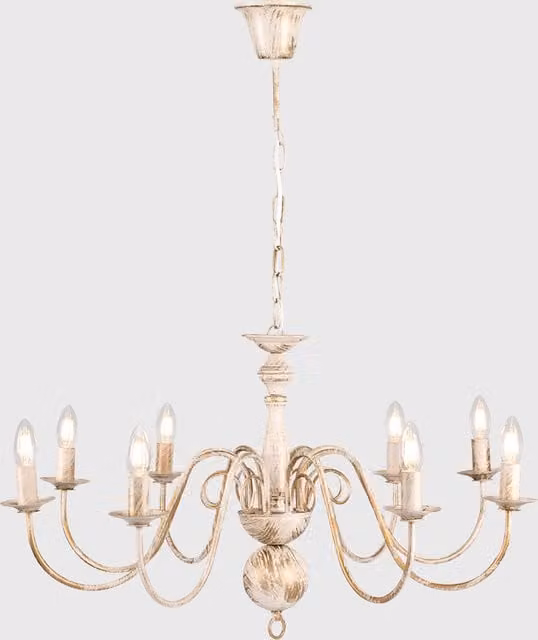 ValueLights Gothica Flemish 8 Way White Distressed Metal Ceiling Light Chandelier
