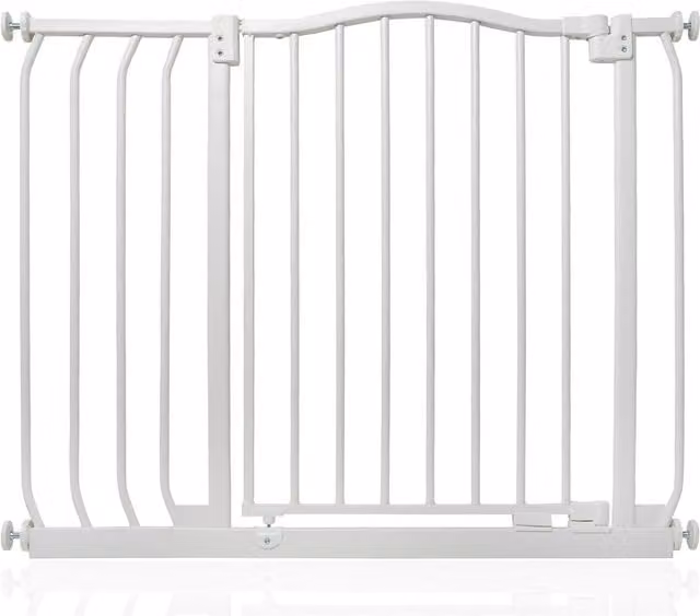 Safetots Extendable Curved Top Safety Gate in White for Doors and Stairs