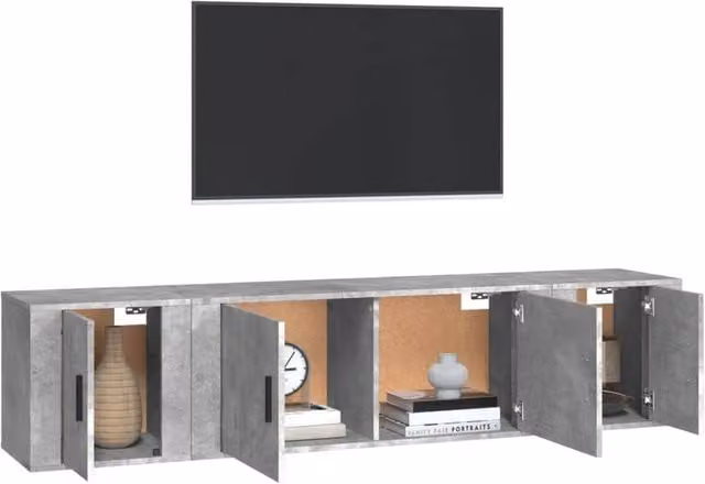 Berkfield Home Classic 3 Piece TV Cabinet Set in Concrete Grey Engineered Wood