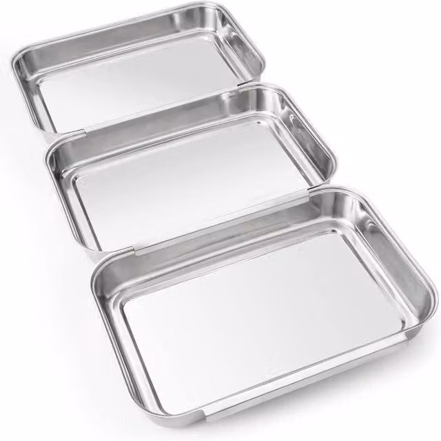 SPETLEK 3-Piece Interlocking Stainless Steel Breading Tray in Silver – 1