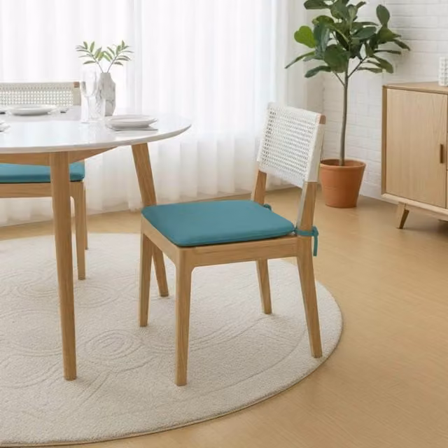Snug City Pack of 4 Foam Seat Pads with Ties for Dining and Kitchen Chairs in Teal Blue