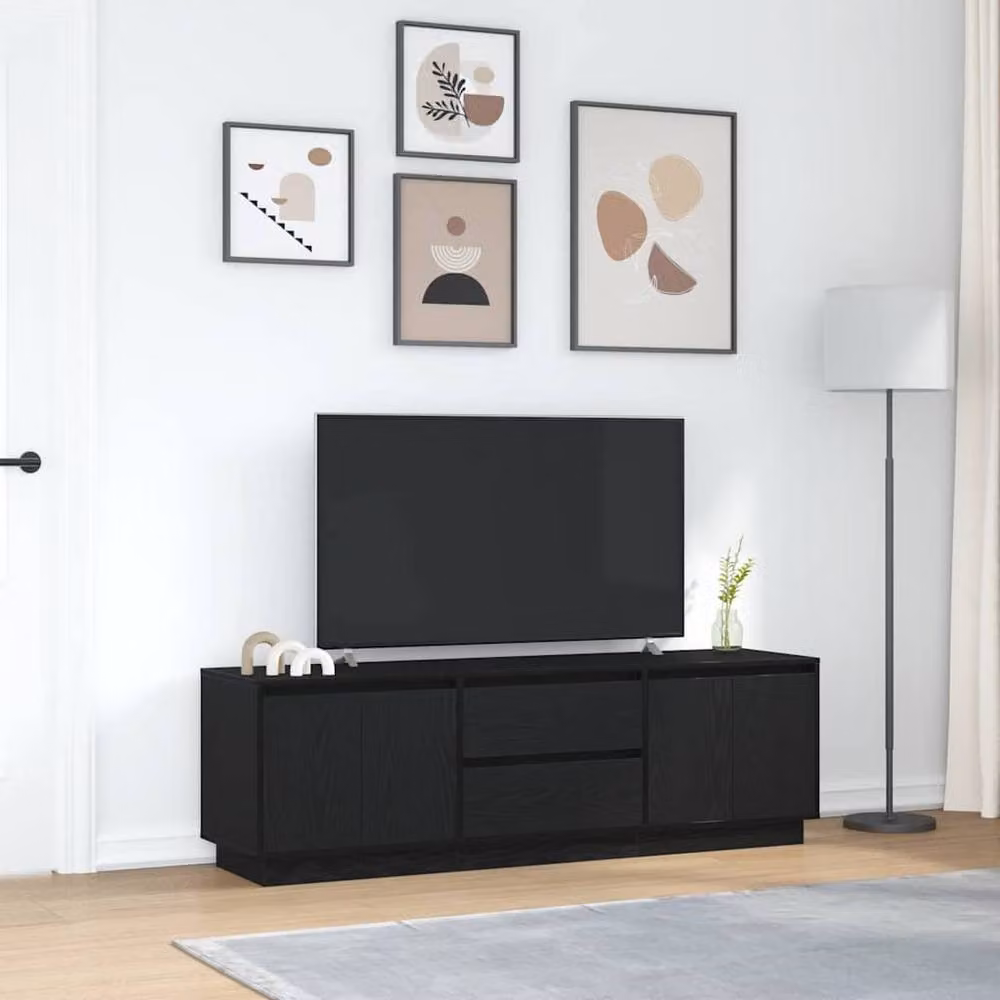 Berkfield Home Modern TV Cabinet with LED Lights in Black Oak, W: 160.5 cm, D: 41 cm, H: 50 cm – 4