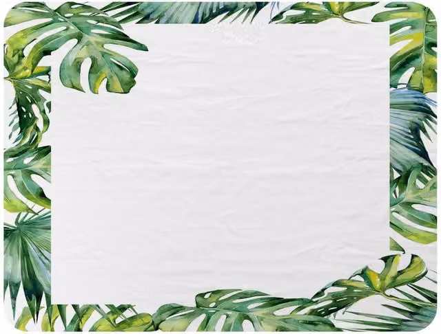 Benjamin Tate Design Botanical Leaves Border Fleece Blanket in Green and Beige, W/D/H: 120 x 150 cm – 2