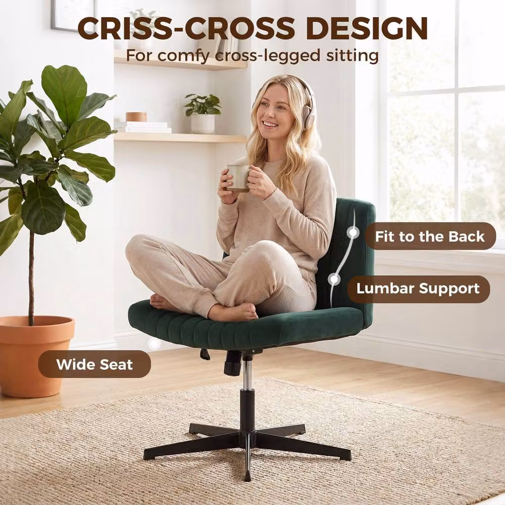 STILVORA Green Velvet Swivel Task Chair for Home Office and Bedroom – 5
