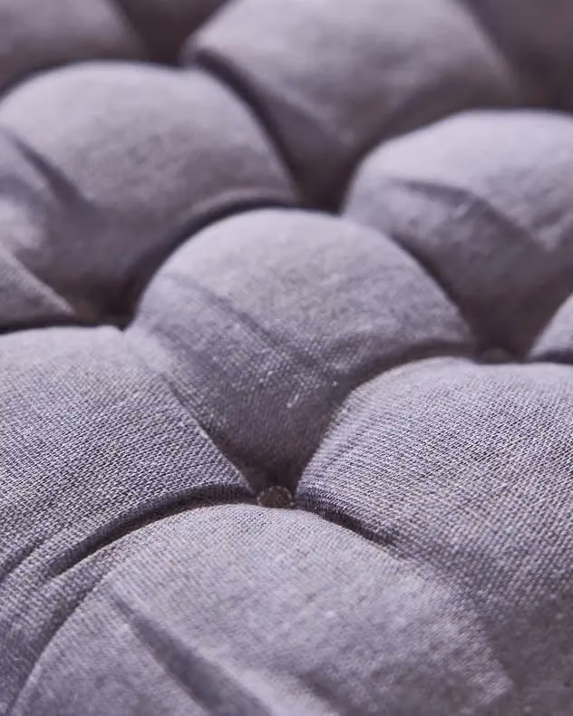 Dibor Set of 2 Grey Quilted Cotton Indoor Outdoor Square Seat Pads, W/D/H: 40 x 40 x 40 cm – 3