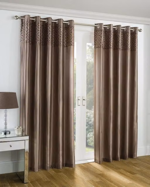 Terrys Eastern Palace Faux Silk Eyelet Curtains in Bronze