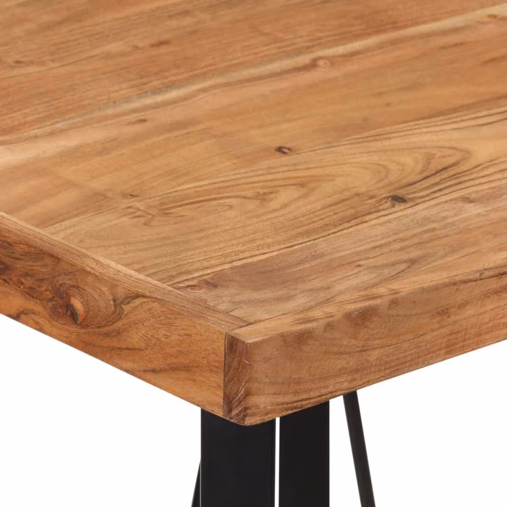 Berkfield Home Beautiful Bar Table in Brown Acacia Wood and Iron, W/D/H: 55 x 55 x 107 cm – 4