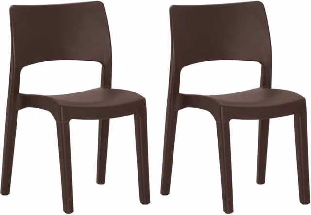 Berkfield Home Set of 2 Mocha Brown Polypropylene Garden Chairs – 1