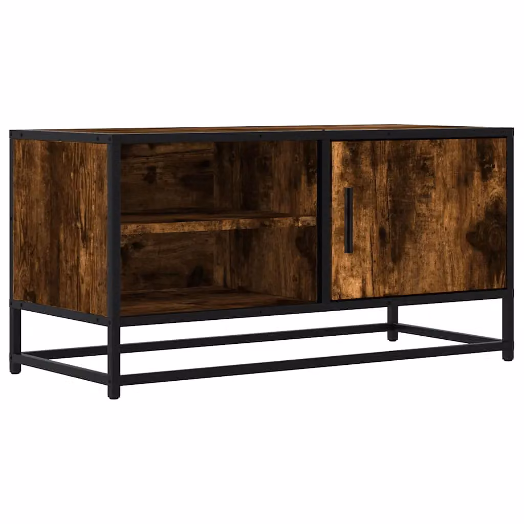 Berkfield Home Industrial TV Cabinet in Smoked Oak and Brown, W: 80 cm, D: 40 cm, H: 34.5 cm – 2