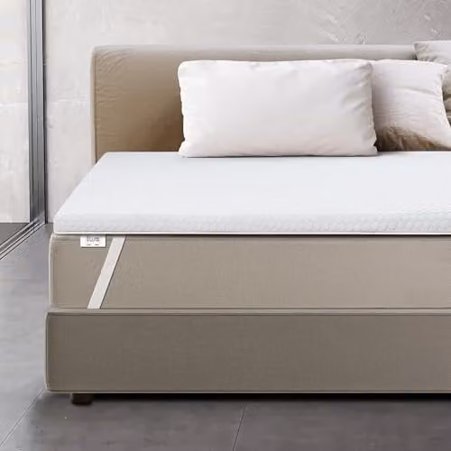 The White Stone Ventilated Memory Foam Euro King XL Mattress Topper in White, 6 cm Depth