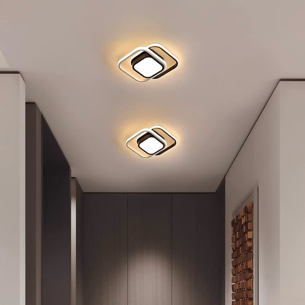 Goeco LED Square Flush Mount Ceiling Light, 32W, 3000K Warm White, Black – 3