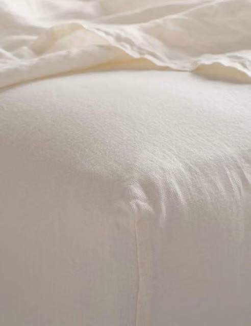 Bedfolk Pure Washed Linen Deep Fitted Sheet, White, W: 90 cm x L: 190 cm