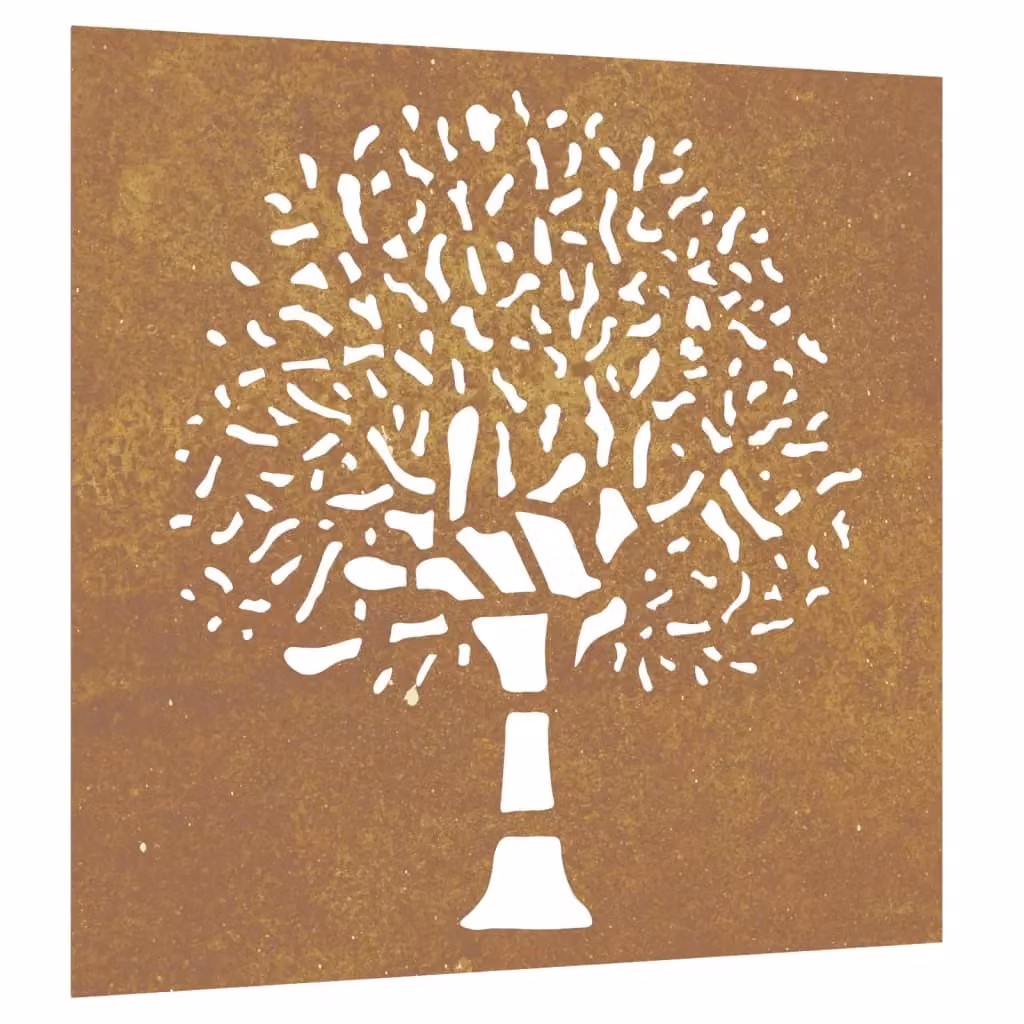 Berkfield Home Garden Brown Metal Floral Tree Wall Decoration, W/H: 55 x 55 cm – 2