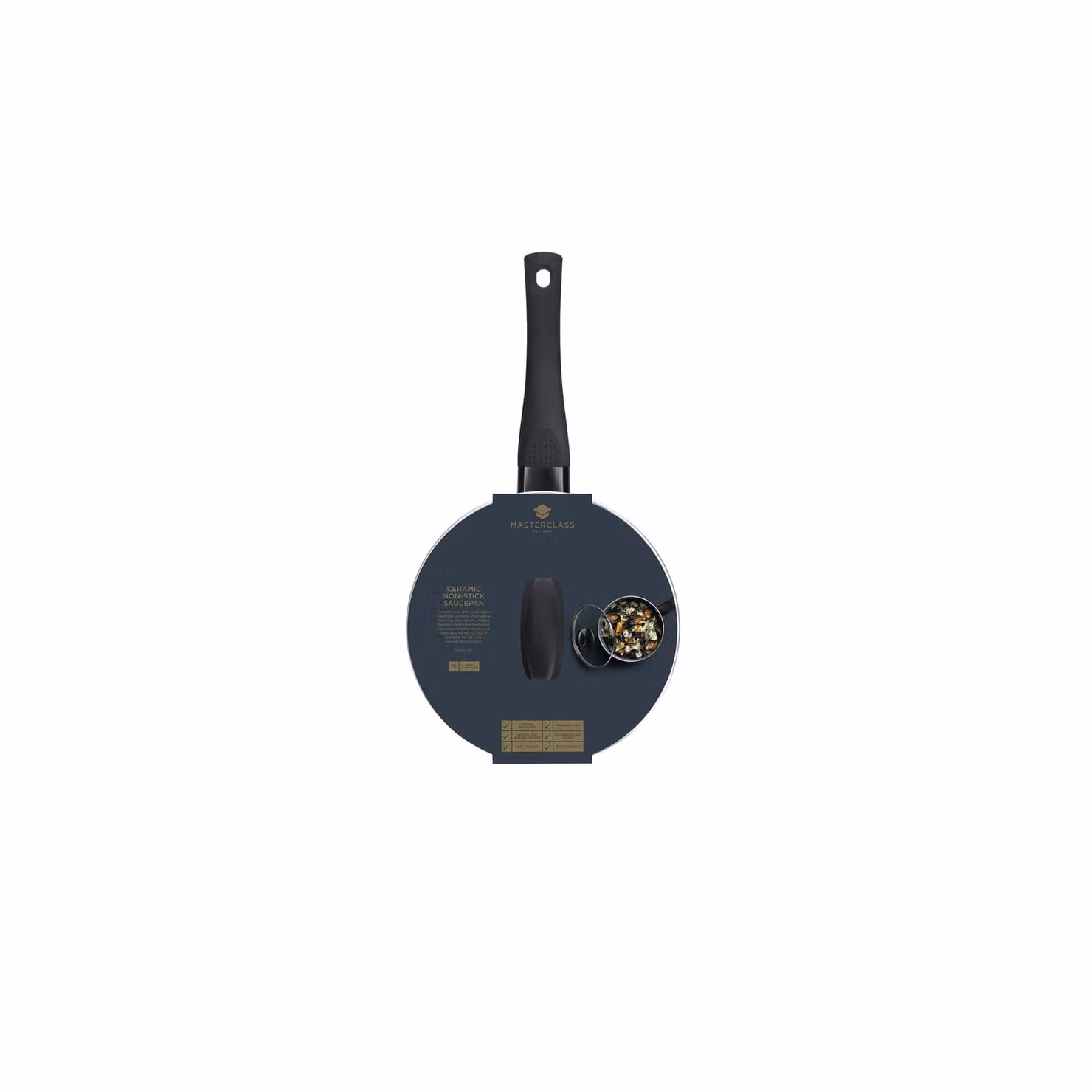 MasterClass Ceramic Non-Stick Induction Ready 20cm Saucepan in Grey – 4