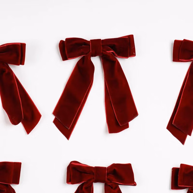 Scottish Everlastings Ltd Set of 6 Red Velvet Clip-On Bows – 3